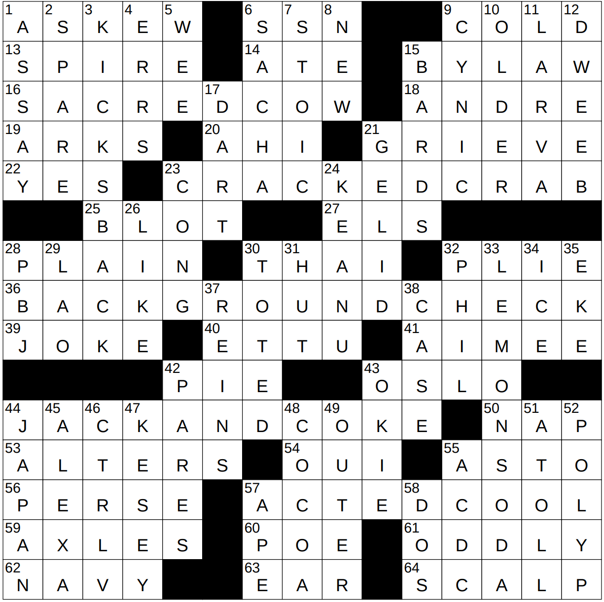 0109 23 NY Times Crossword 9 Jan 23 Monday NYXCrossword
