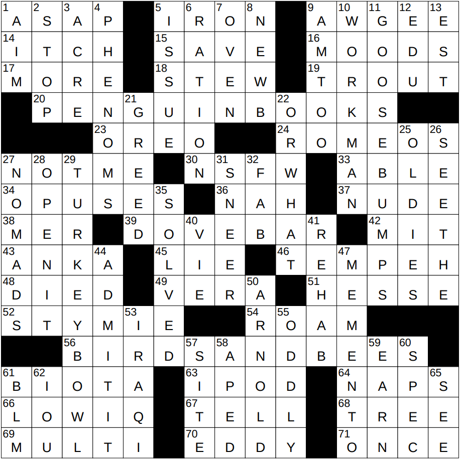 0122 24 NY Times Crossword 22 Jan 24 Monday NYXCrossword