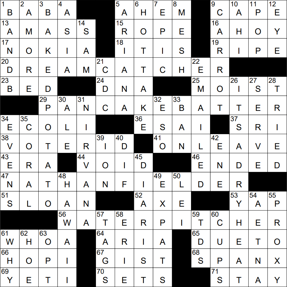 0325 24 NY Times Crossword 25 Mar 24 Monday NYXCrossword