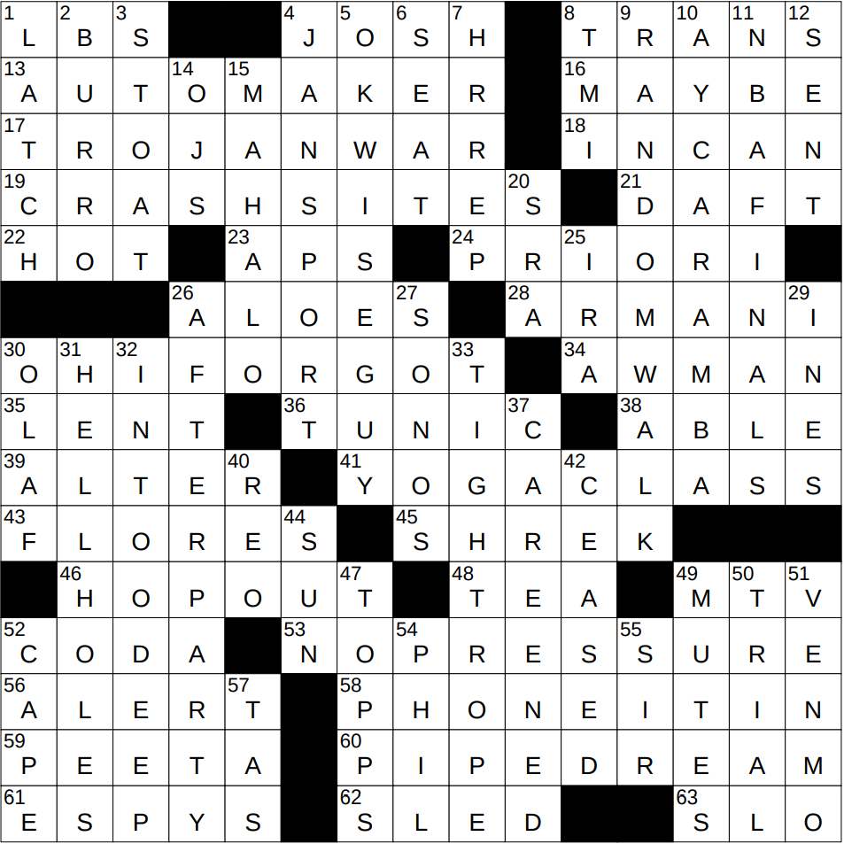0405 25 NY Times Crossword 5 Apr 25 Saturday NYXCrossword