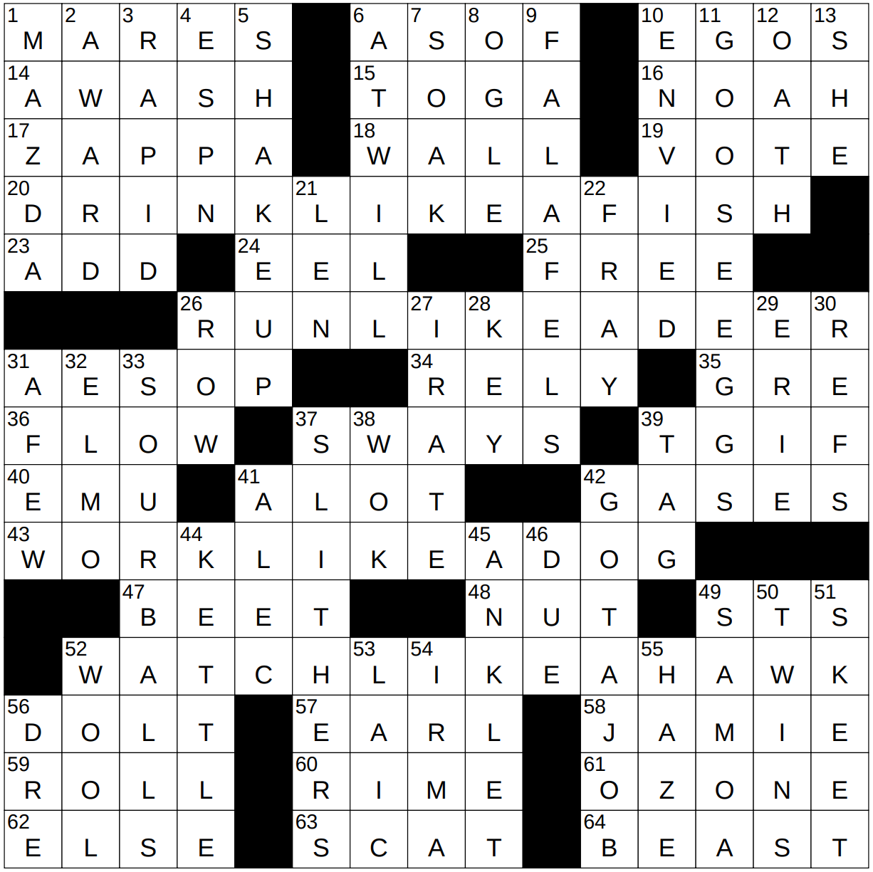 0516 22 NY Times Crossword 16 May 22 Monday NYXCrossword