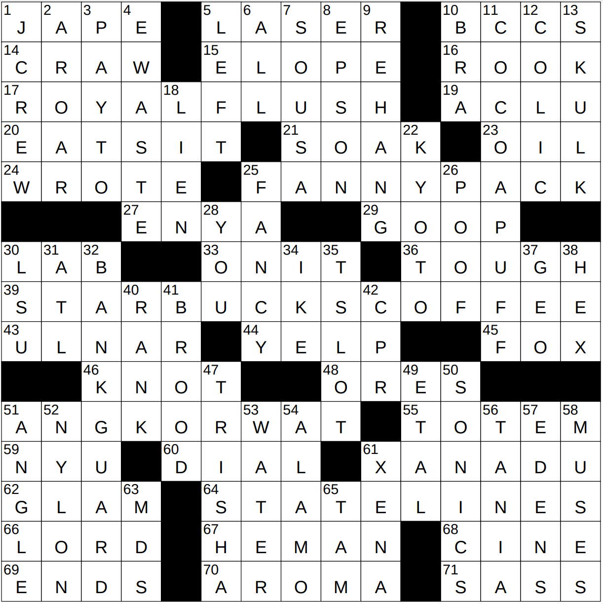 0808 23 NY Times Crossword 8 Aug 23 Tuesday NYXCrossword