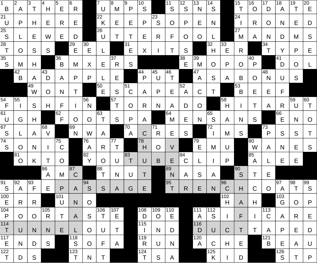 0922 24 NY Times Crossword 22 Sep 24 Sunday NYXCrossword