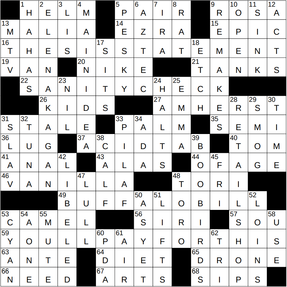 0930 24 NY Times Crossword 30 Sep 24 Monday NYXCrossword