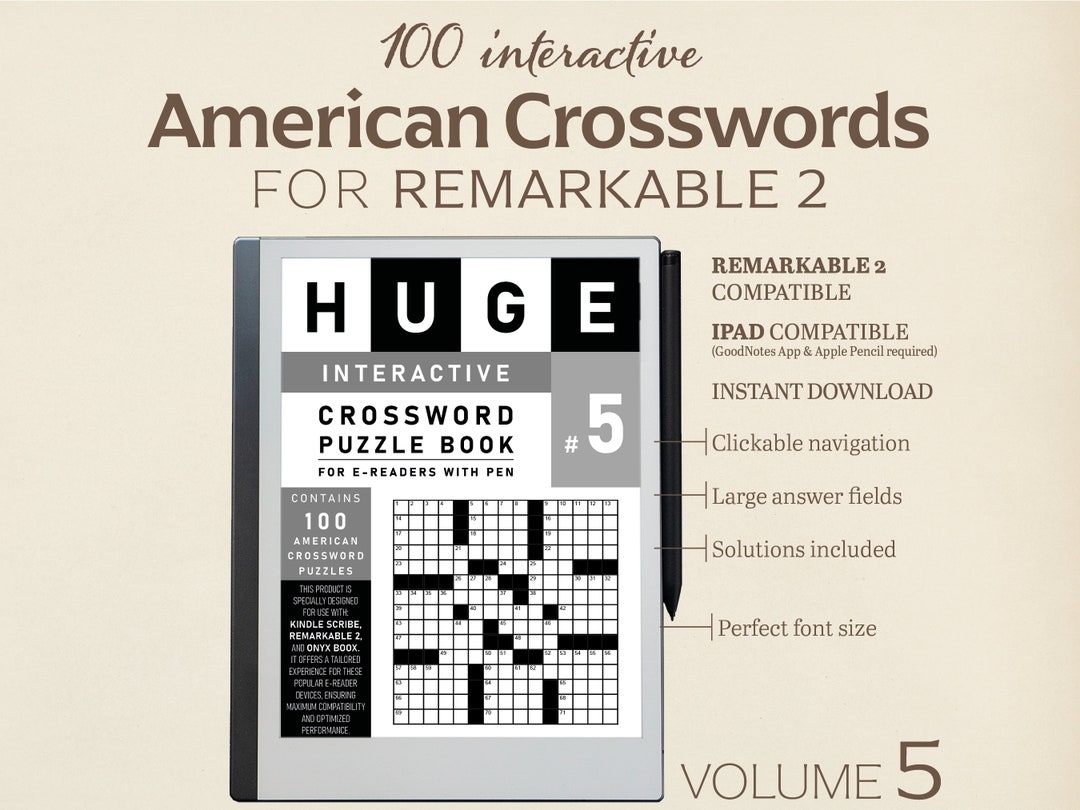 100 American Crosswords For Remarkable 2 Vol 5 interactive Puzzle PDF Etsy