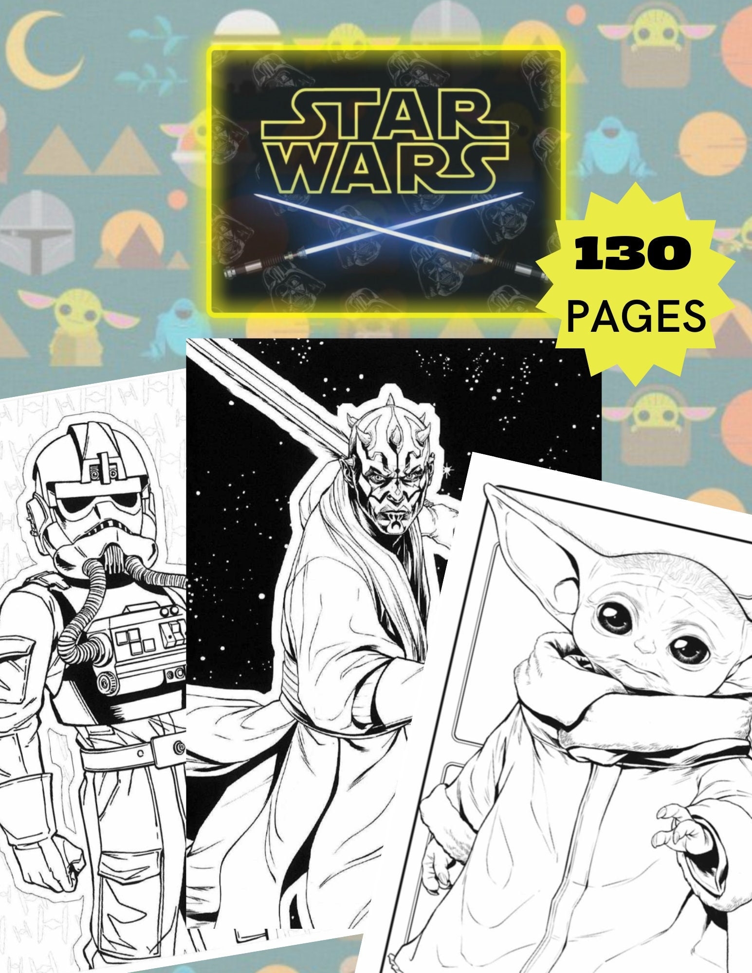 130 PAGES Space Star Wars Coloring Book Compilation Great For ALL AGES Etsy