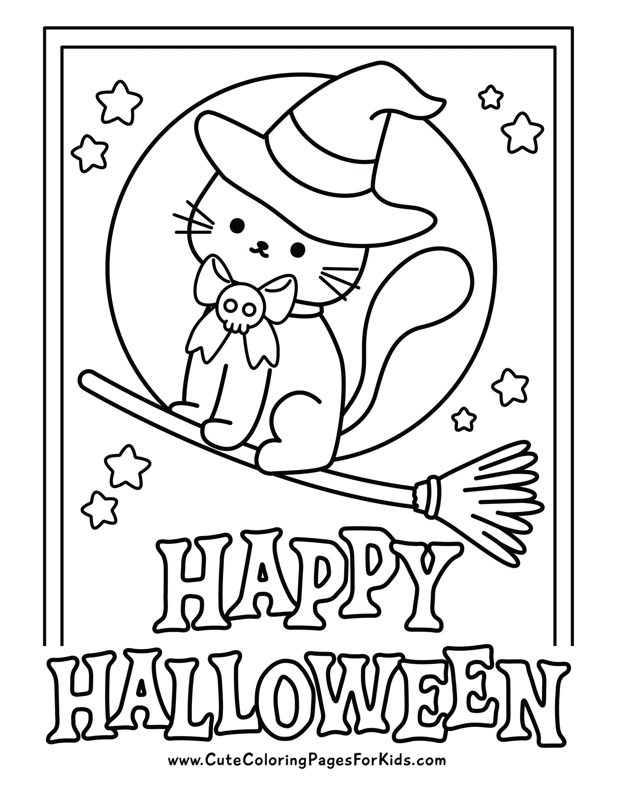 halloween cat coloring page