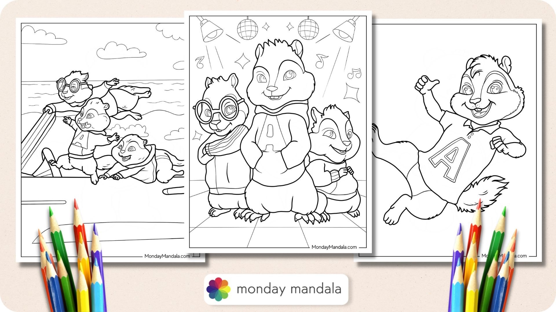 alvin and chipmunks coloring pages