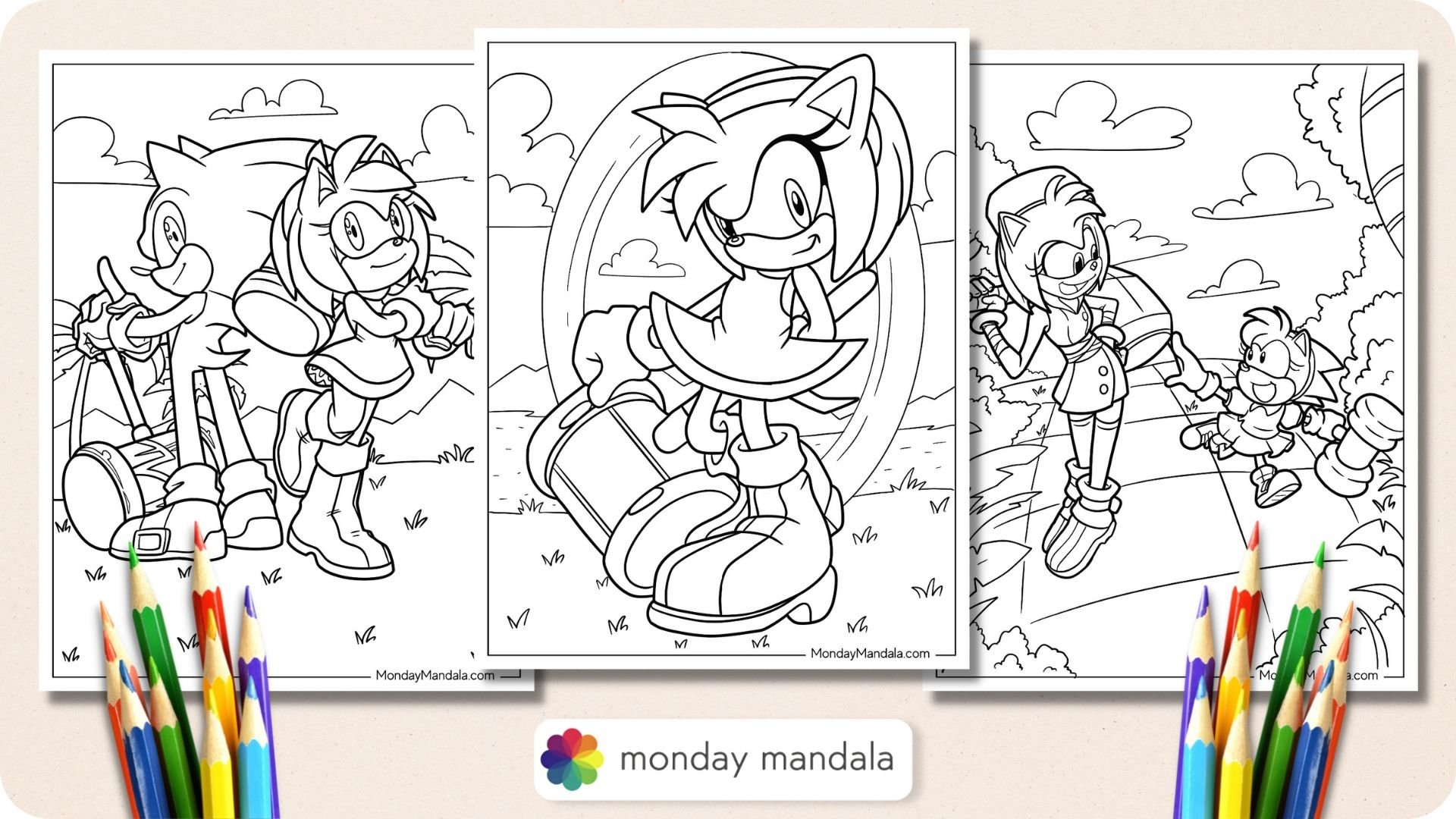 sonic coloring pages amy