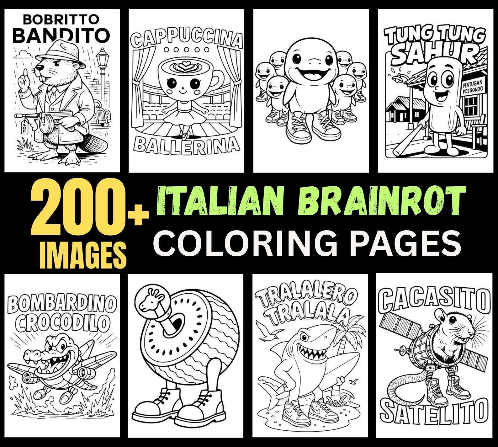 italian brainrot coloring pages