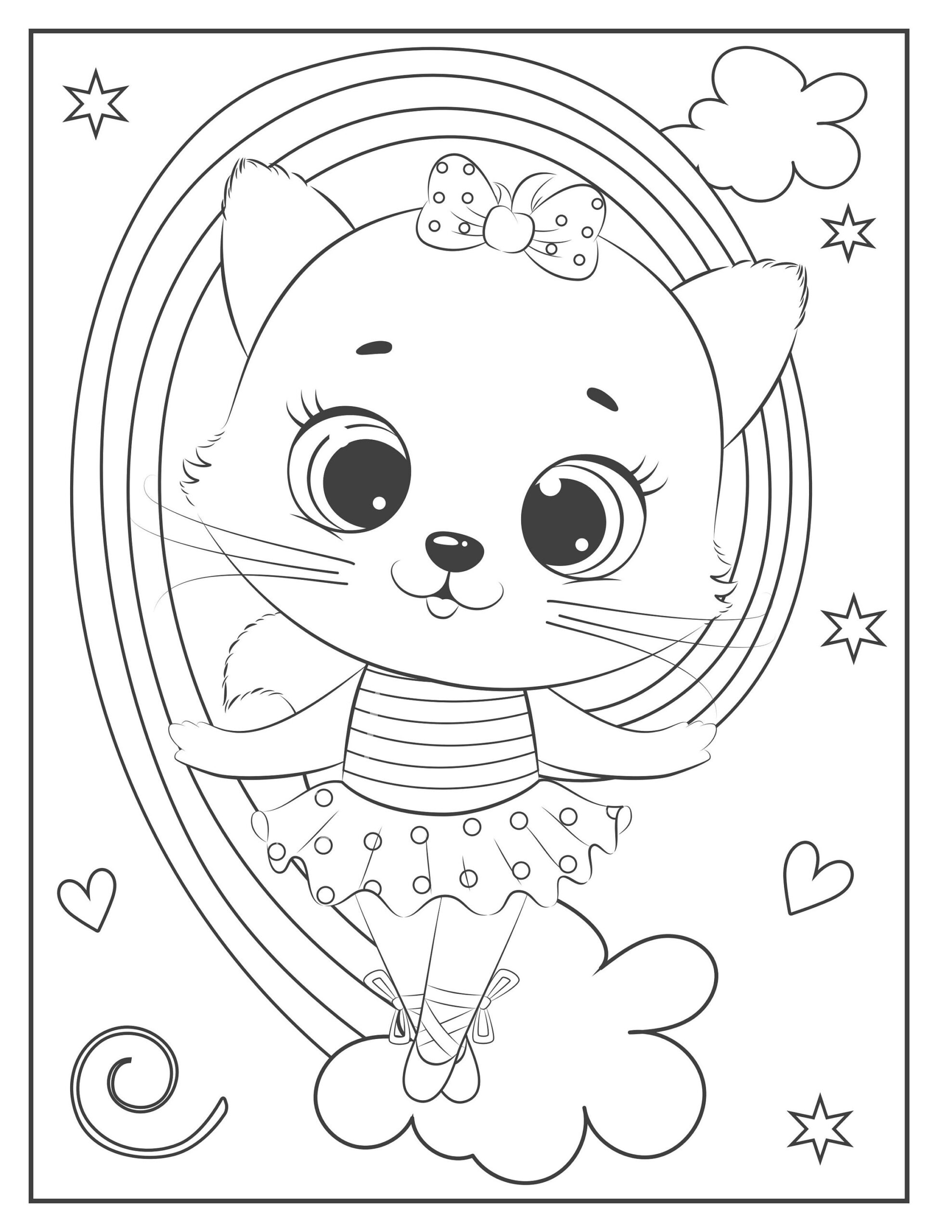 21 Printable Kitten Coloring Pages For Children Etsy