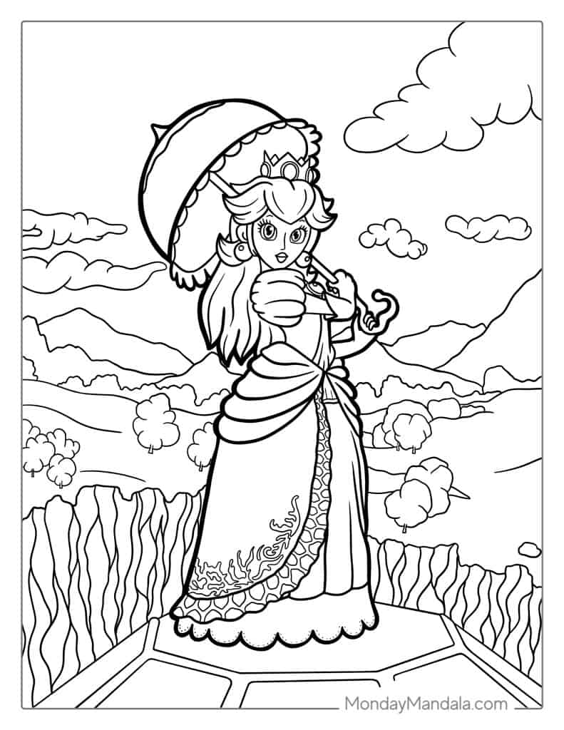 coloring pages of princess peach