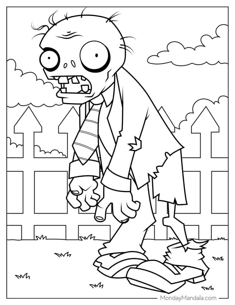 25 Zombie Coloring Pages Free PDF Printables 