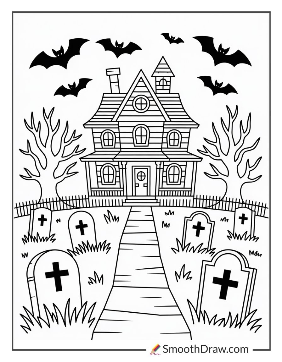 28 Haunted House Coloring Pages Smooth Draw