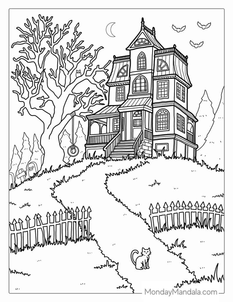 haunted house coloring pages