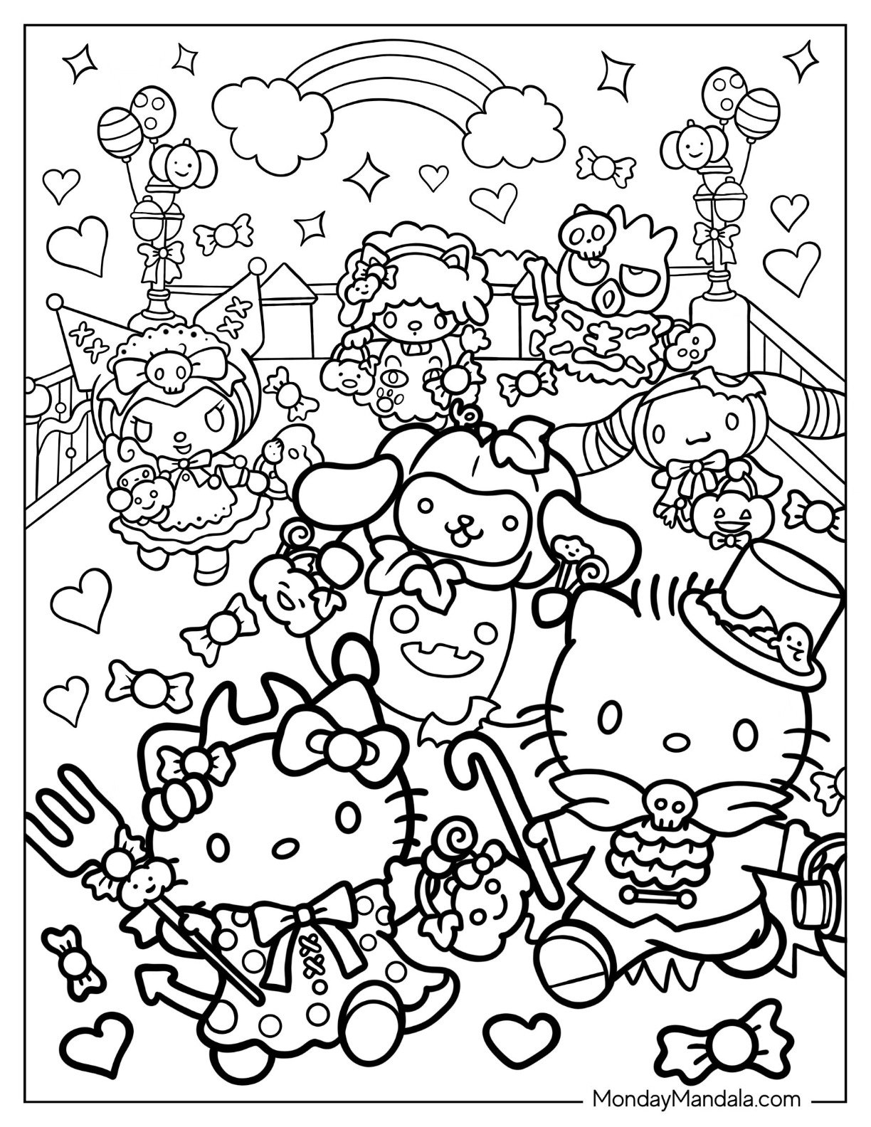 hello kitty halloween coloring pages
