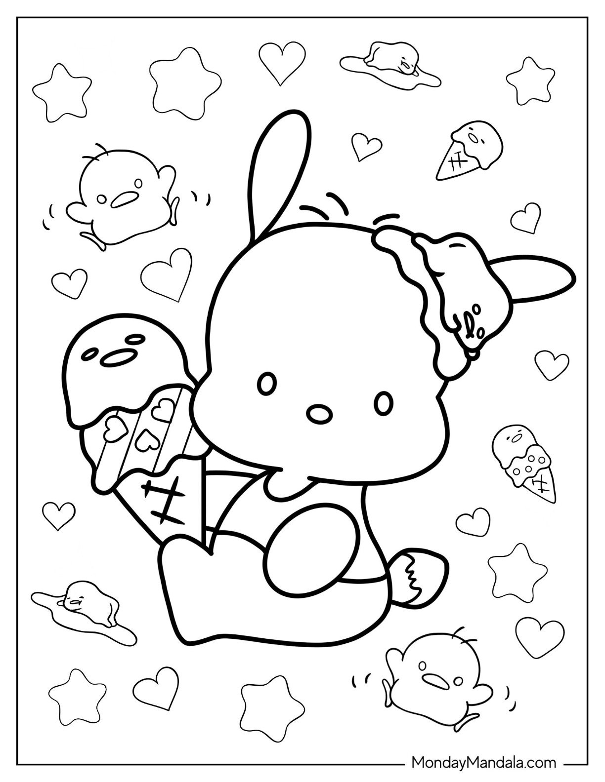 marshmallow hello kitty coloring page