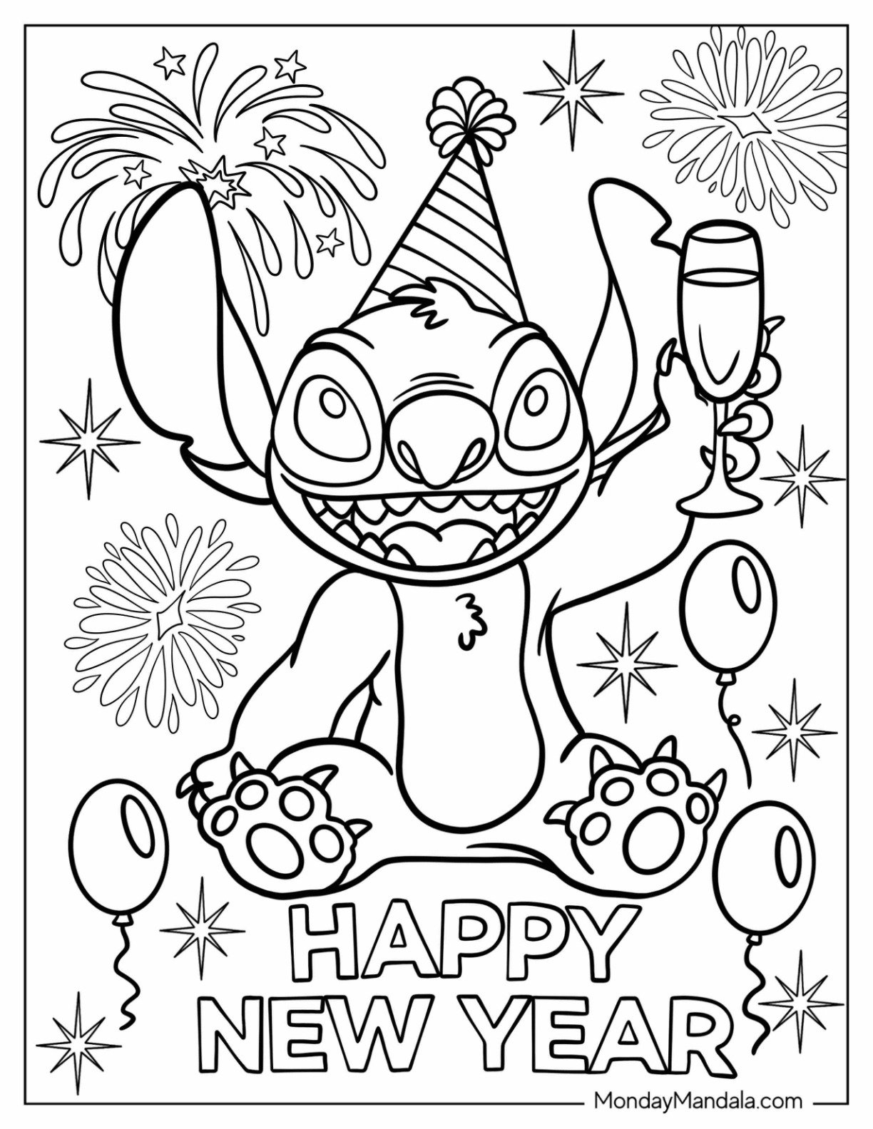 32 New Year Coloring Pages Free PDF Printables