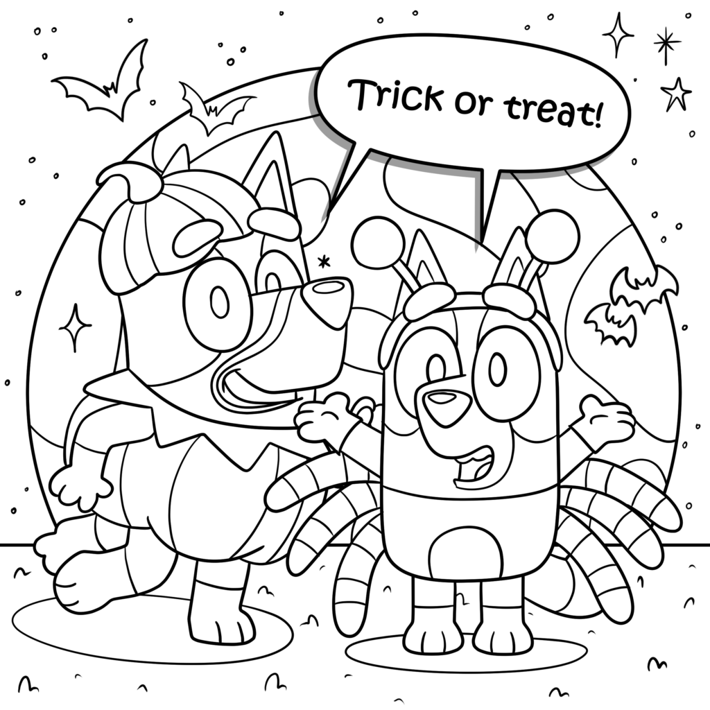bluey halloween coloring pages