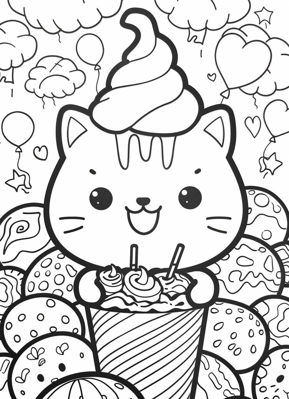 35 Kawaii Cat Coloring Page Adults Coloring Pages Cute Kids Animal Coloring Sheets Instant Printable Digital Download Etsy