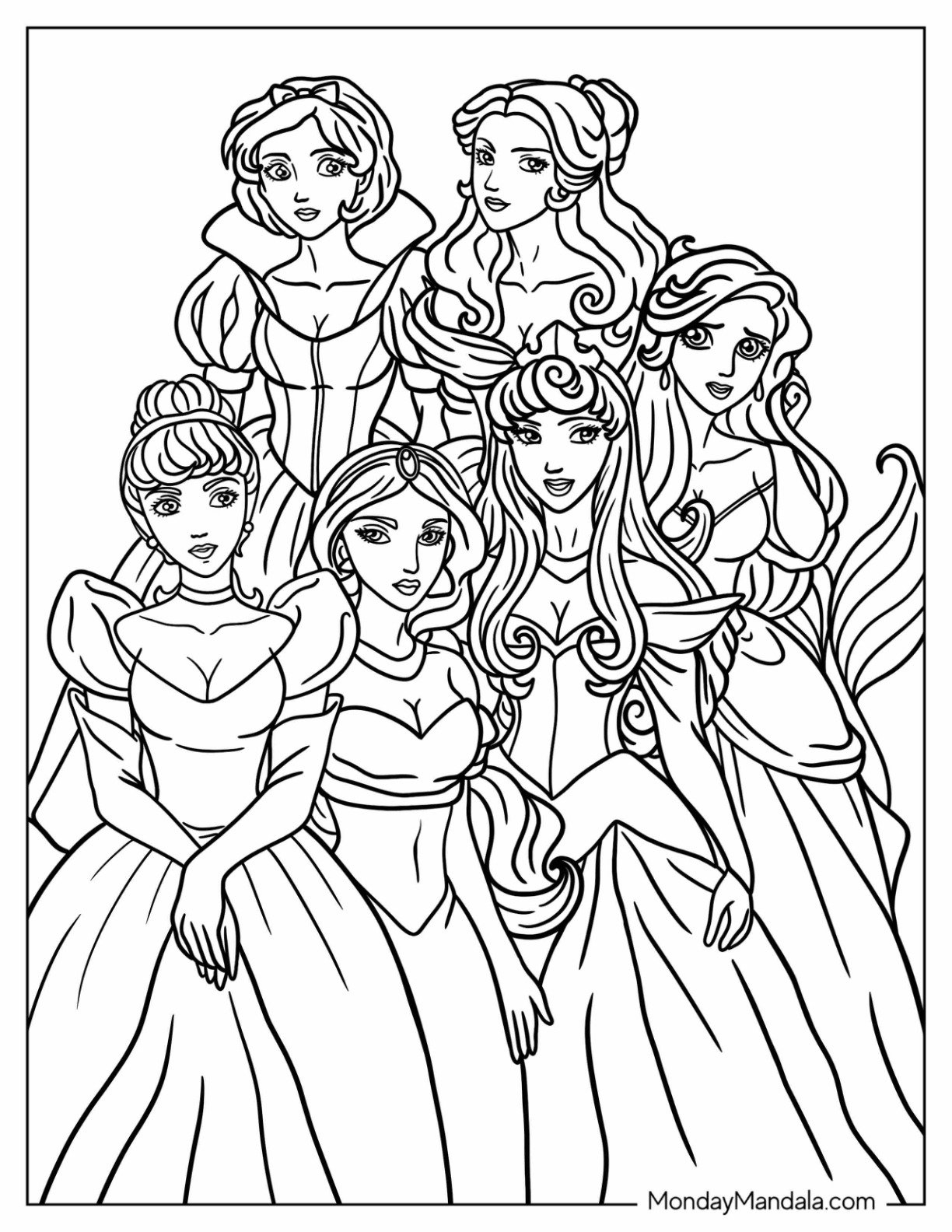 free printable princess coloring pages