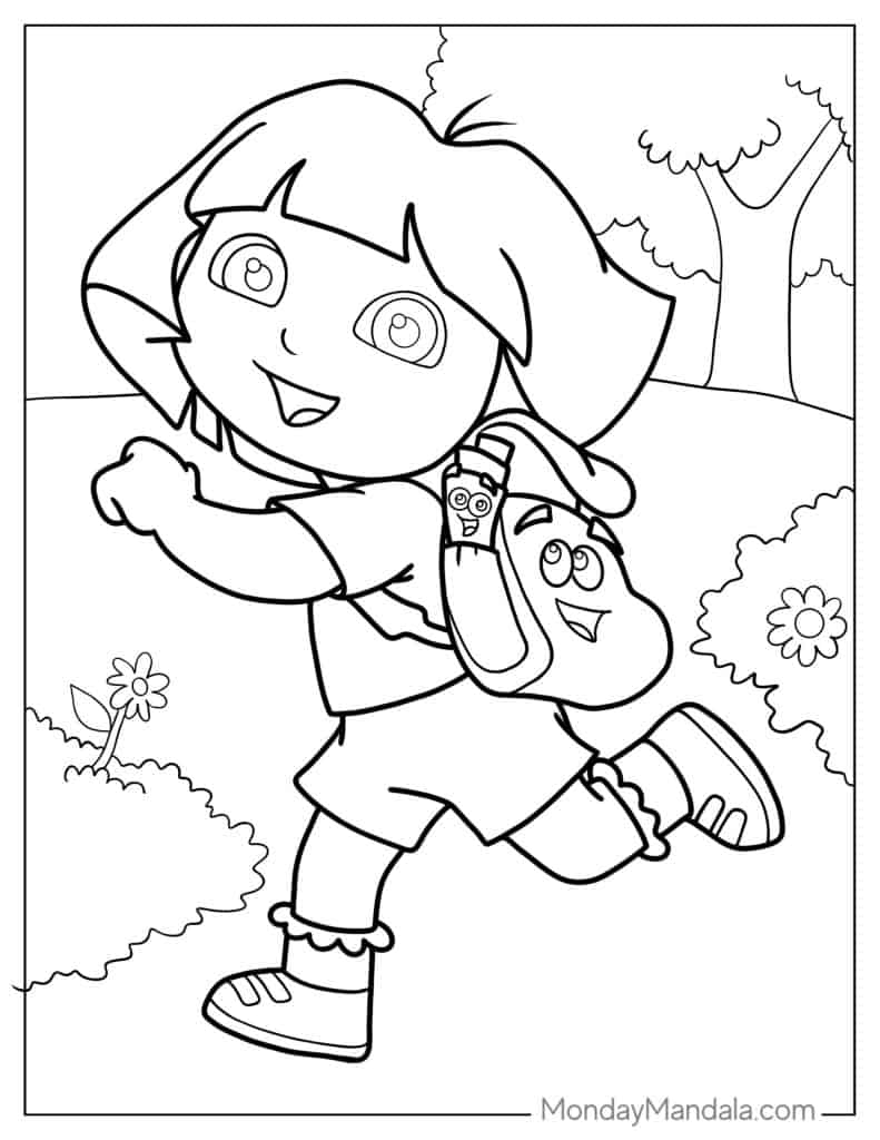 36 Dora The Explorer Coloring Pages Free PDF Printables 