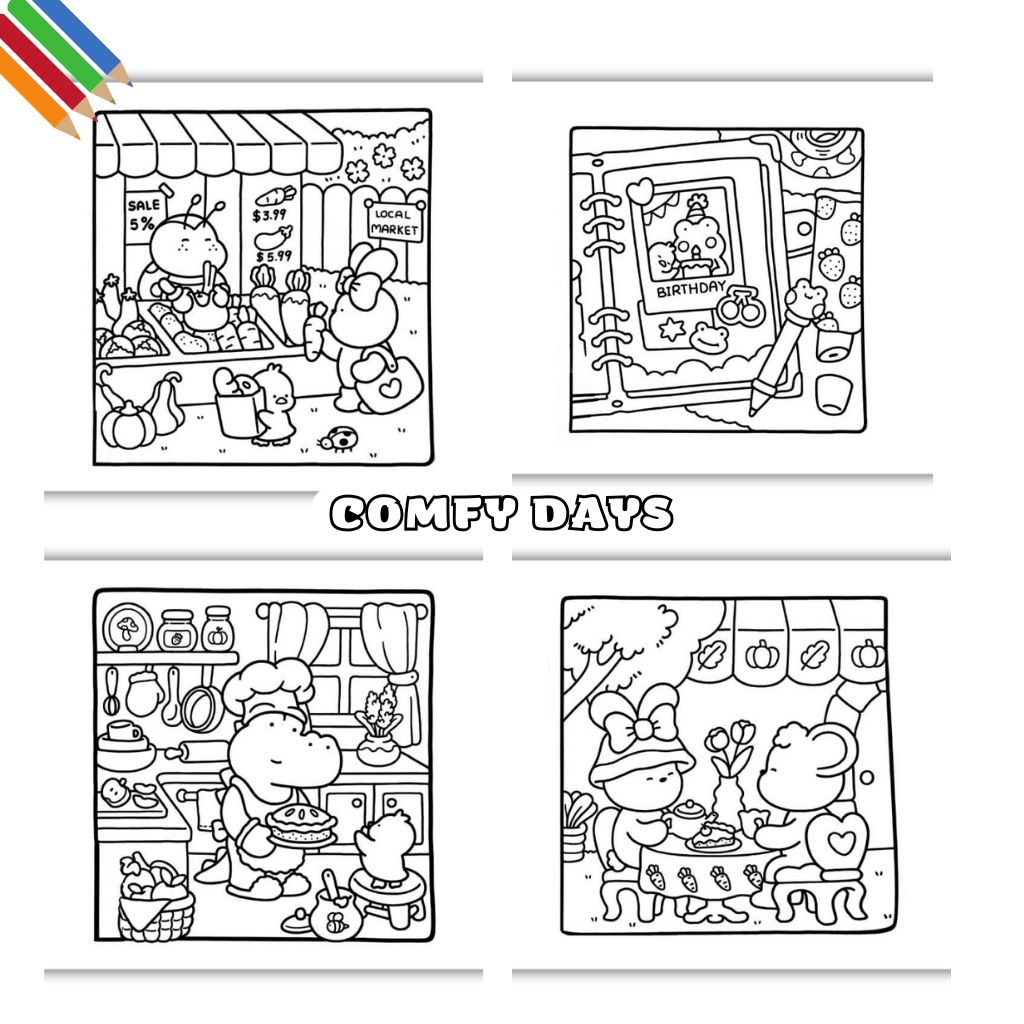 comfy days coloring pages
