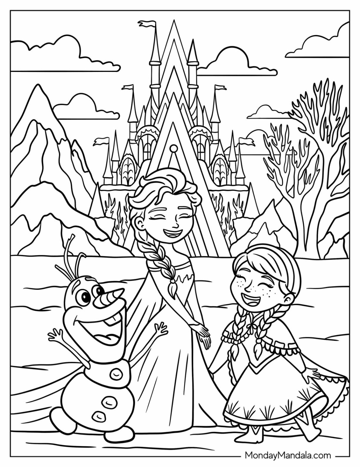 anna elsa coloring page