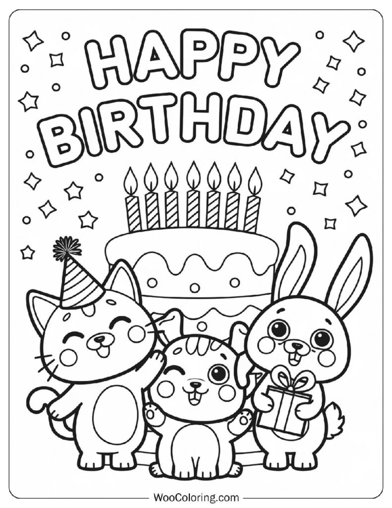 happy birthday coloring page