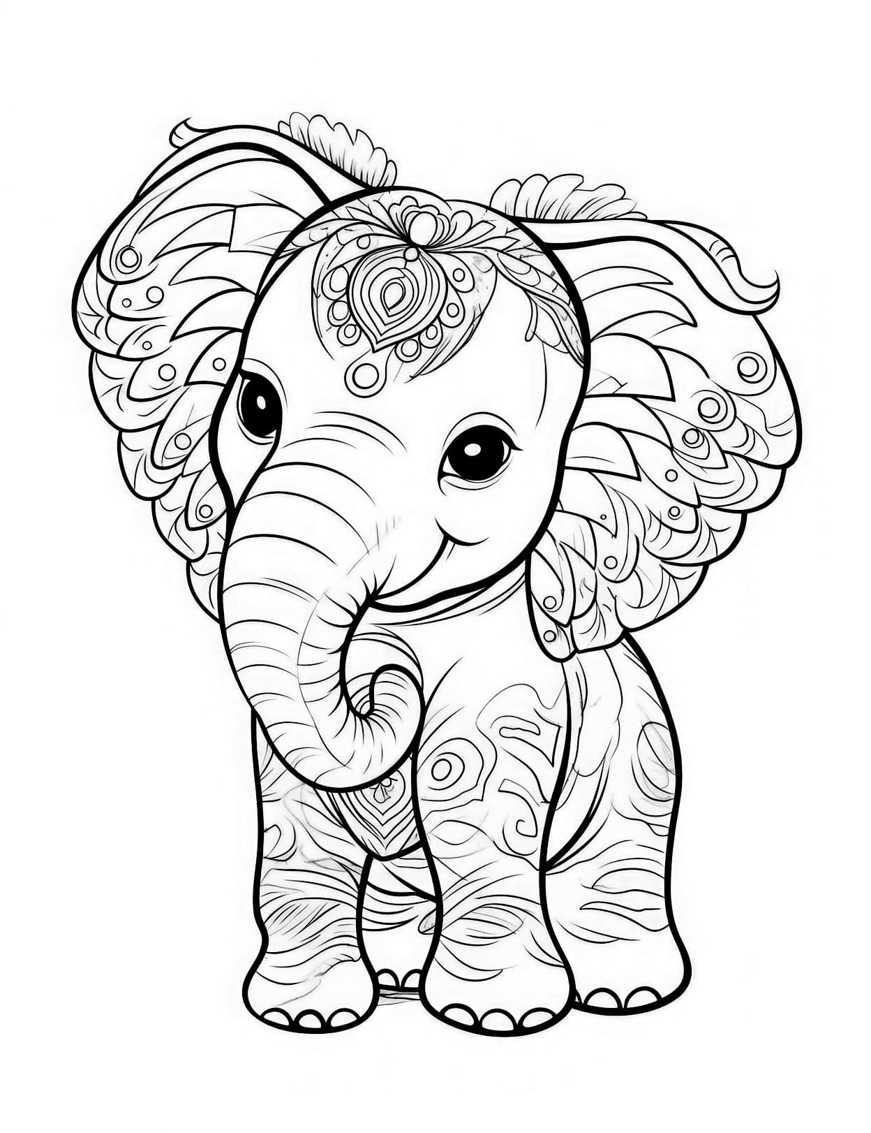 coloring book pages of elephants