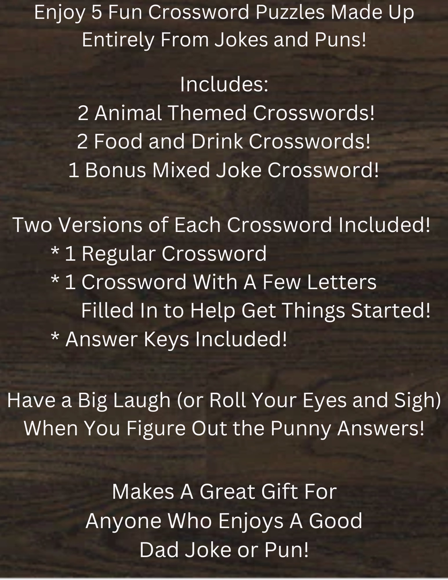 5 Punny Crossword Puzzles All The Clue And Answers Are Themed Jokes And Puns Etsy