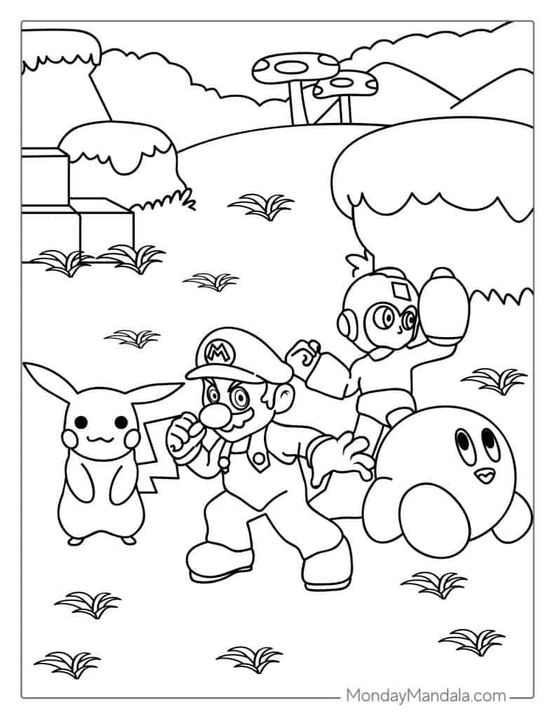 super smash bros coloring pages