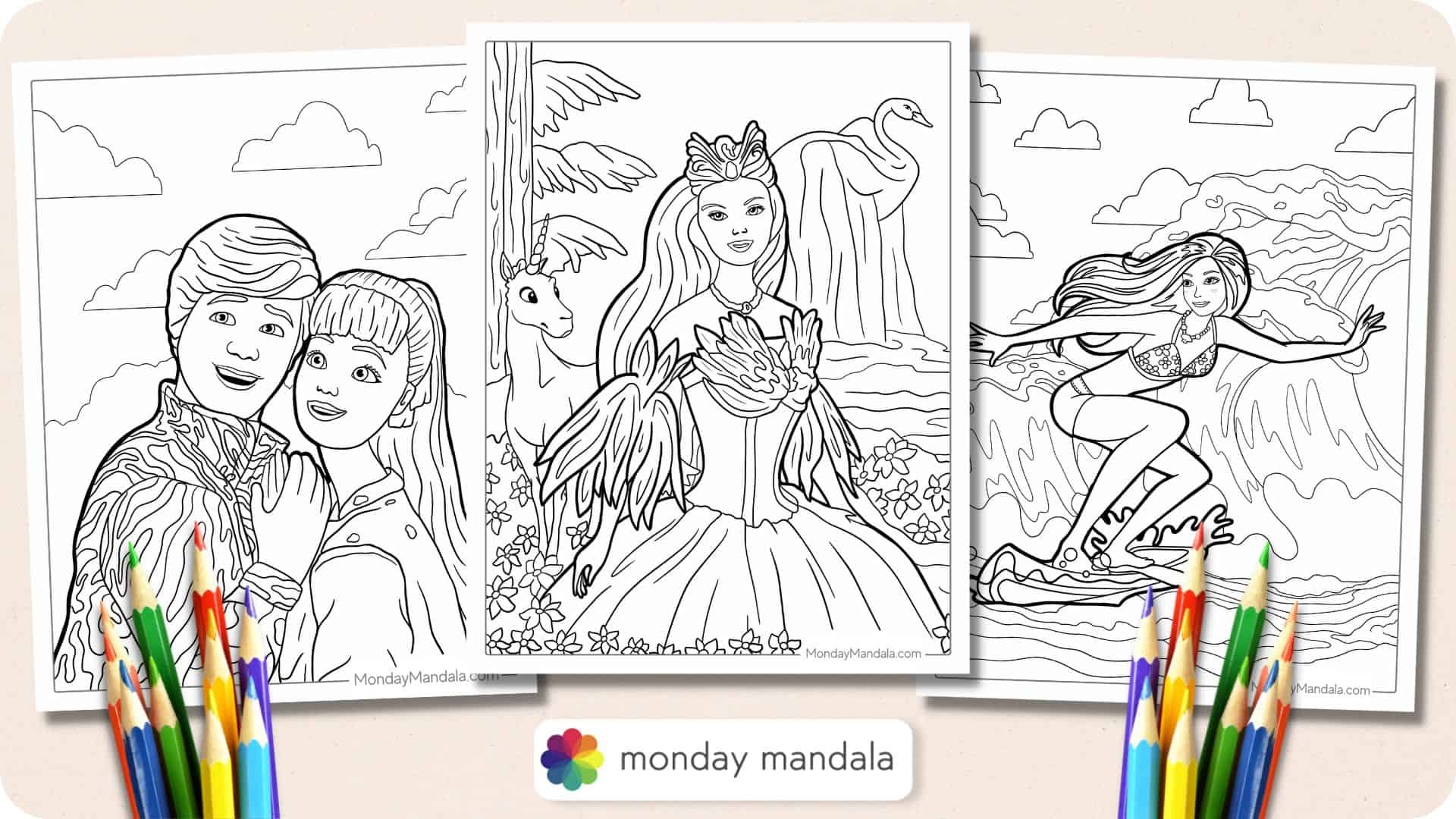 coloring pages barbie princess