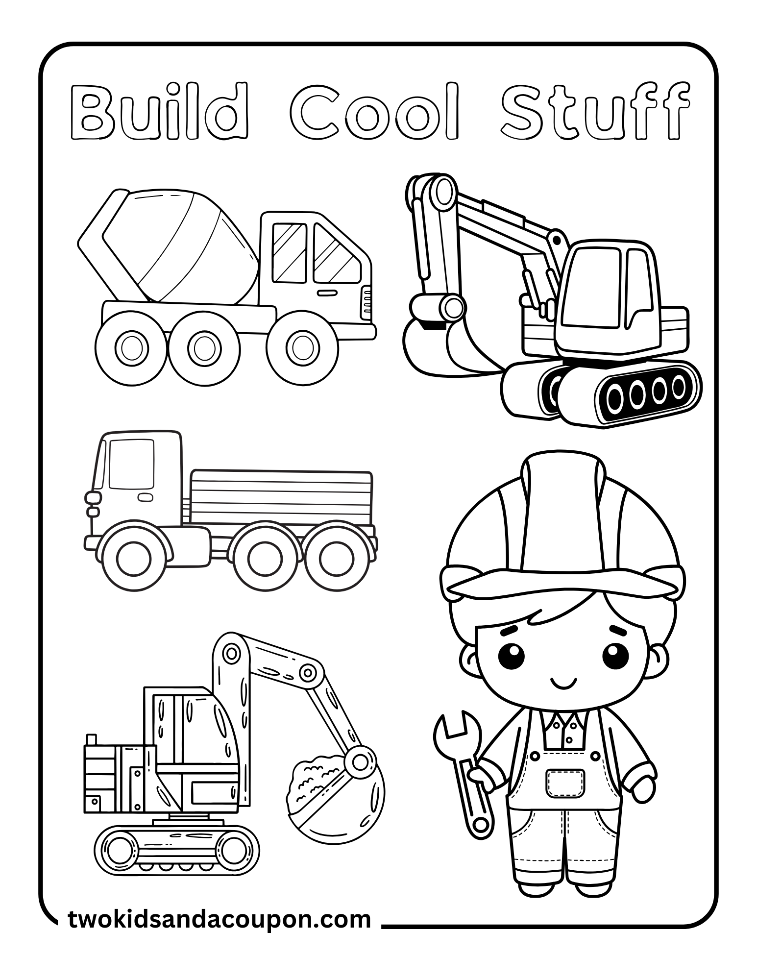 7 Printable Cute Construction Coloring Pages
