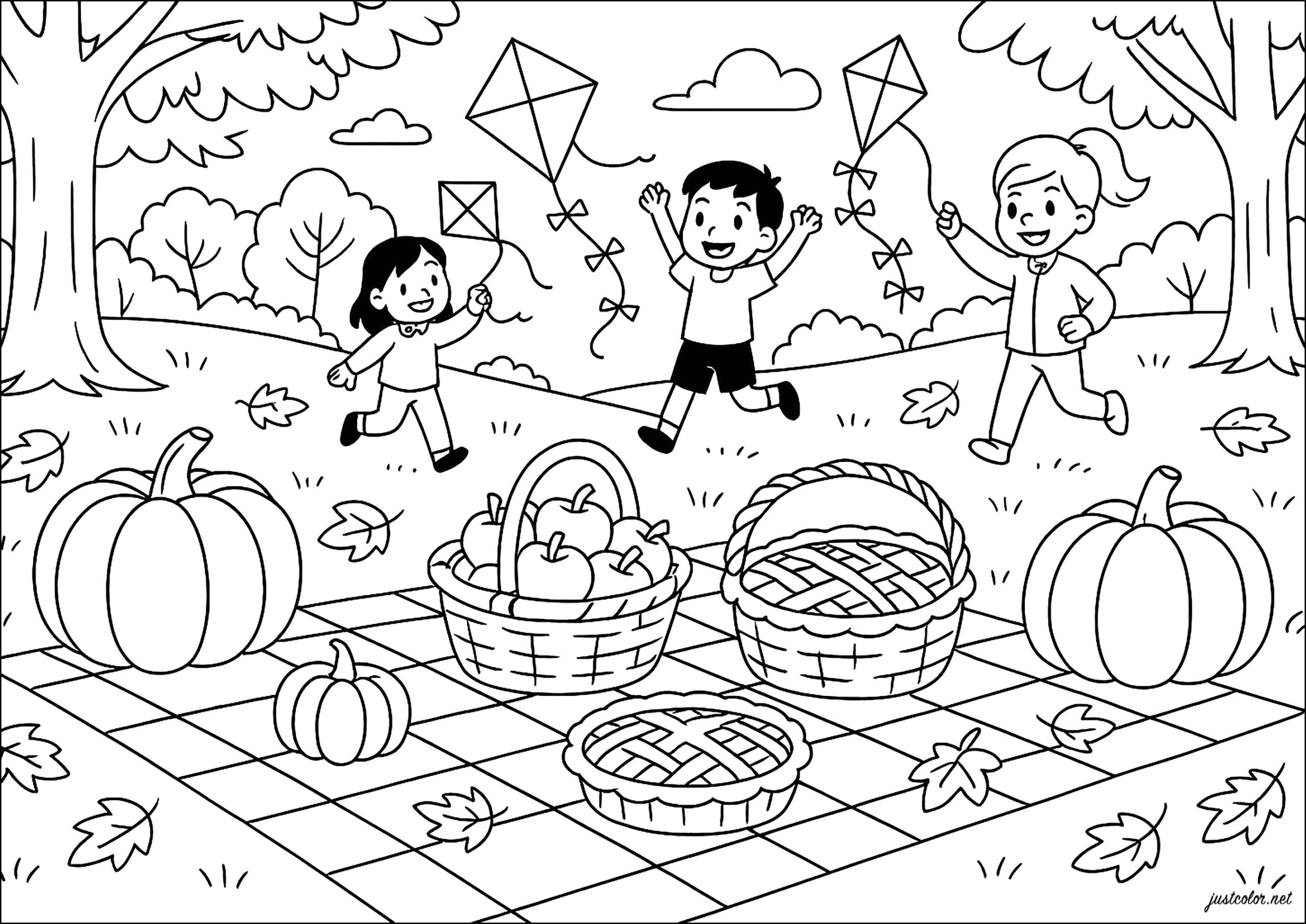 A Joyous Autumn Day In The Park Autumn Coloring Pages