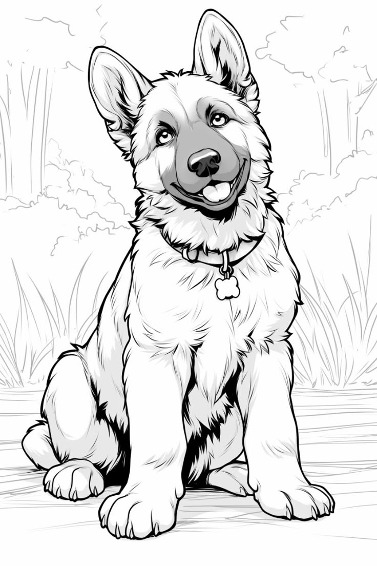 Adorable German Shepherd Puppy Coloring Book Page Adorable German Shepherd Puppy Coloring Book Page
