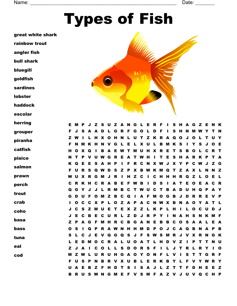 All About Fish Crossword WordMint All About Fish Crossword WordMint