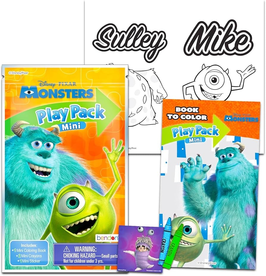 Amazon Disney Monsters Inc Birthday Party Favors Set Bundle With 24 Monsters Inc Play Packs Mini Coloring Books For Goodie Bags Pixar Monsters University Party Supplies Toys Games