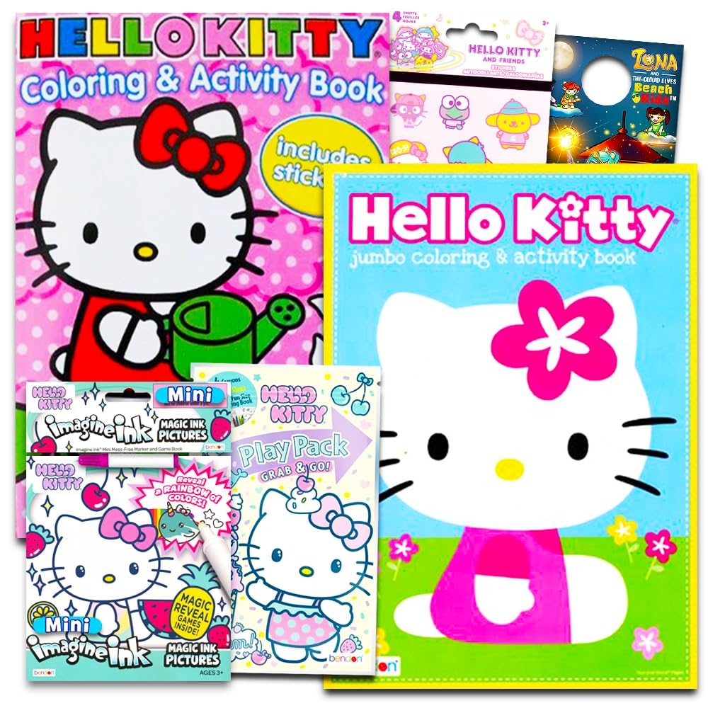 Amazon Hello Kitty Coloring Activity Book Super Set 5 Hello Kitty Coloring Books Crayons And Over 50 Hello Kitty Stickers Hello Kitty Party Pack Toys Games