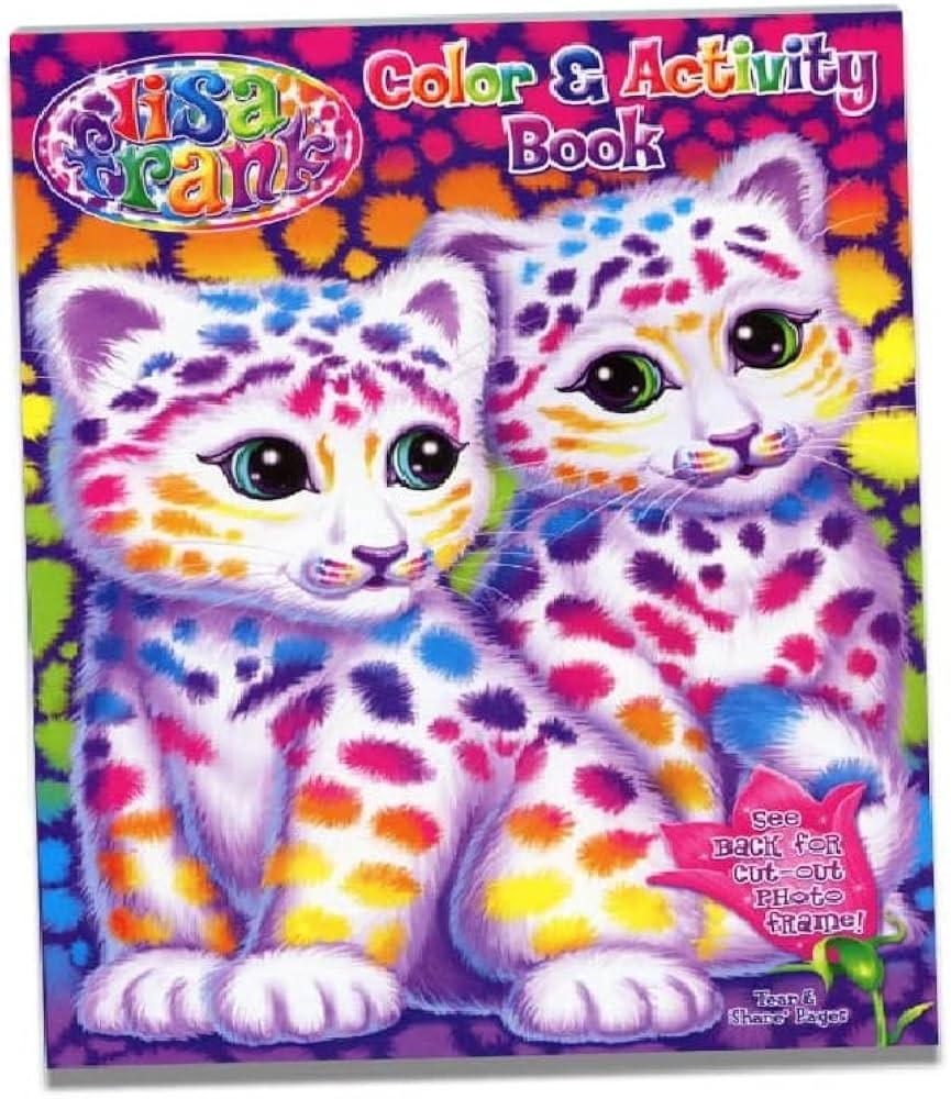 Amazon Lisa Frank Fun Coloring And Activity Book Cute Cats Art Cover 64 Pages Drawing Book With Cut Out Photo Frame Pack Of 1 Arts Crafts Sewing