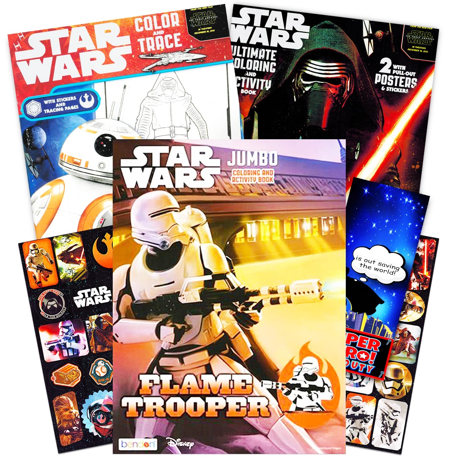 Amazon Star Wars Coloring Book Bundle With Stickers And More 3 Jumbo Books Over 200 Pages Total Over 30 Stickers Toys Games
