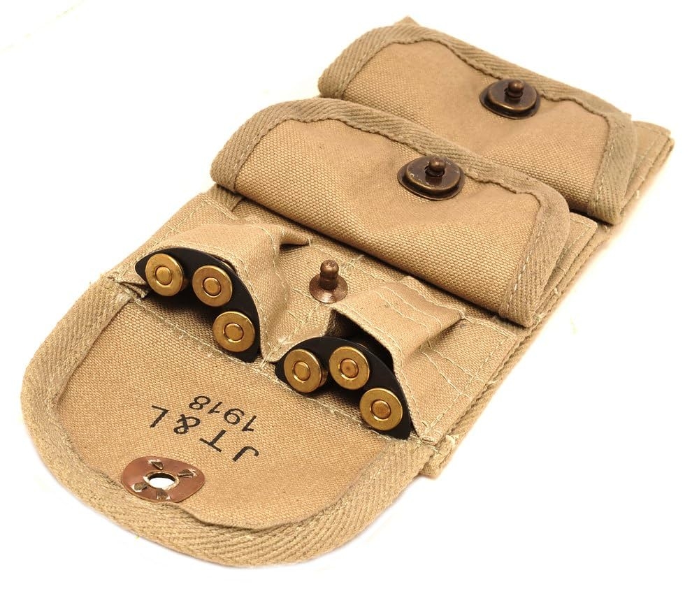 Amazon U S WWI M1917 Half Moon Clip 45 Cal 3 Pocket Pouch Marked JT L 1918 Sports Outdoors
