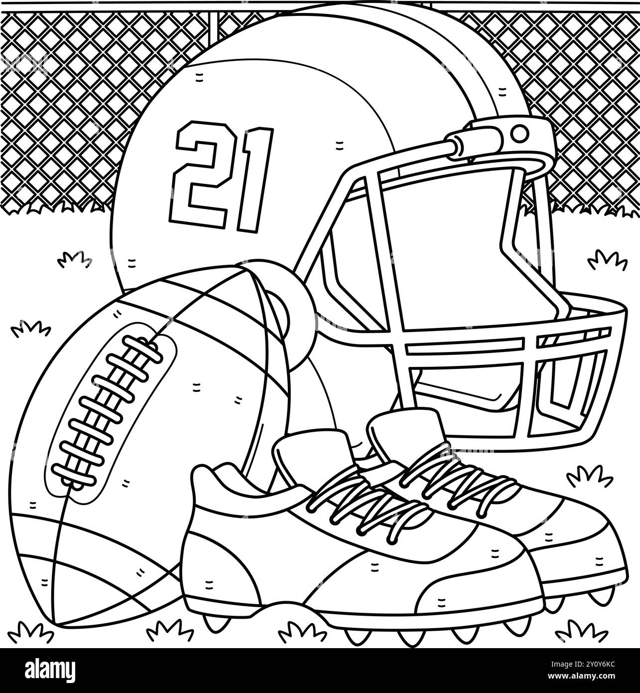 American Football Equipment Coloring Page Stock Vector Image Art Alamy