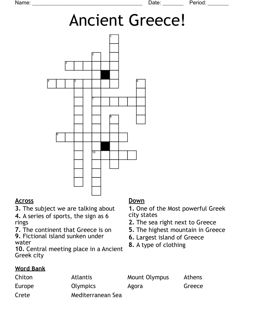Ancient Greece Crossword WordMint Ancient Greece Crossword WordMint