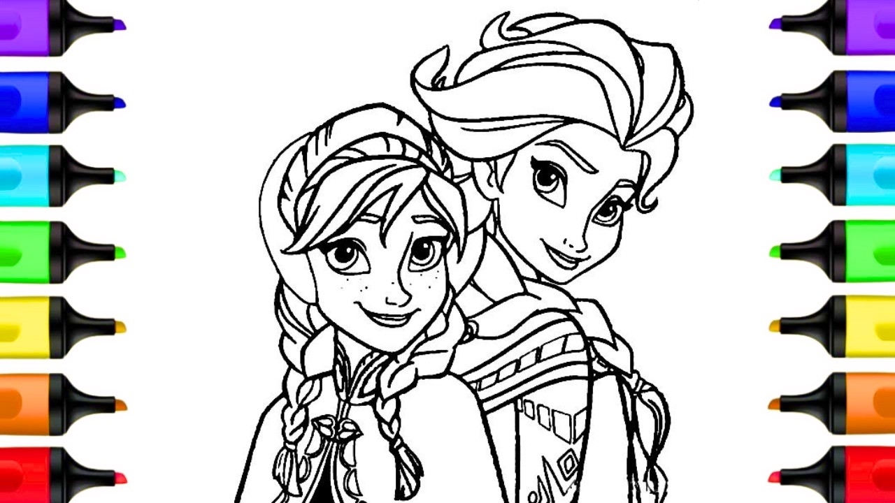 elsa anna coloring page