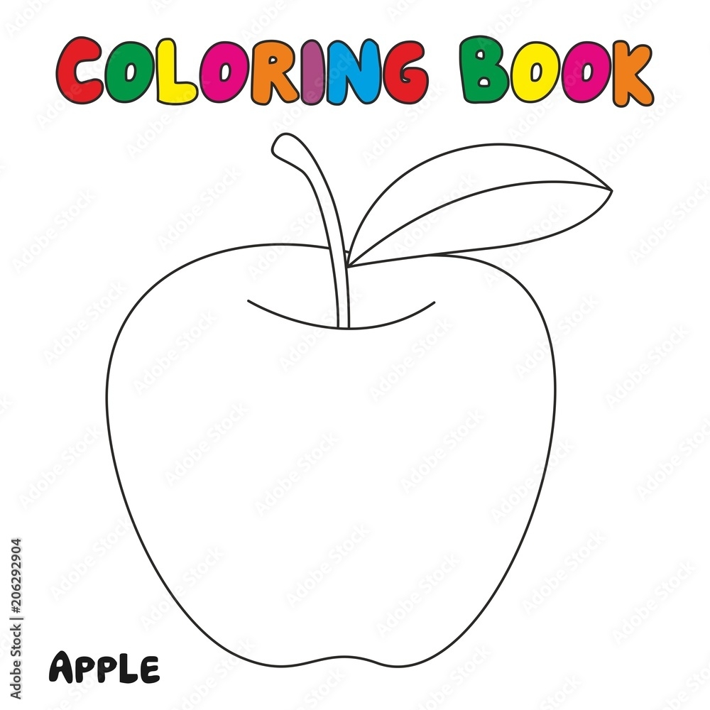 Apple Coloring Book Coloring Page For Kids And Children Stock Vector Adobe Stock