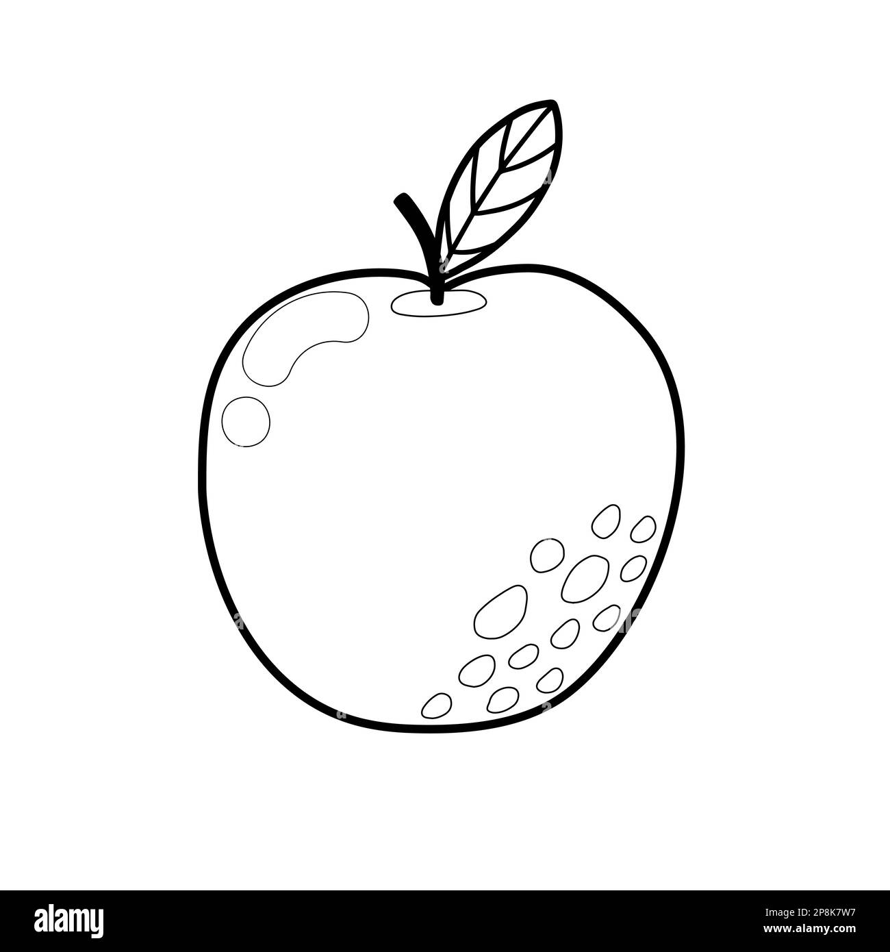 Apple Coloring Page For Adults And Kids Black And White Print With Fruit In Cartoon Style Stock Vector Image Art Alamy