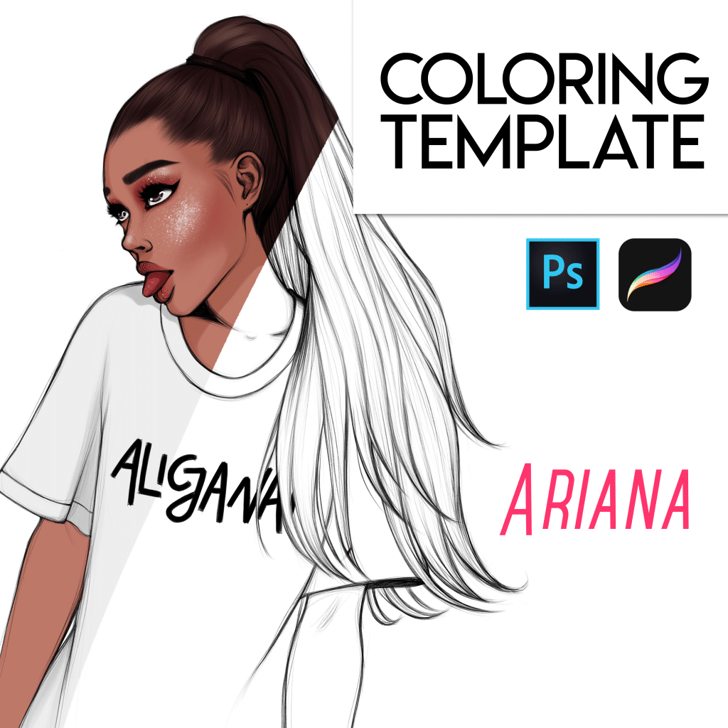 Ariana Digital Coloring Template Alicja Prints Ariana Digital Coloring Template Alicja Prints