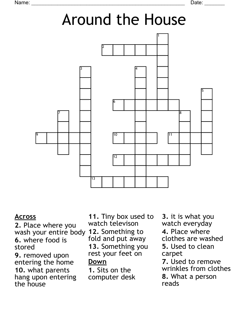 Around The House Crossword WordMint