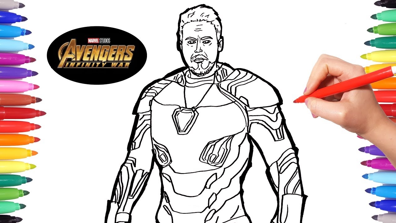 Avengers Infinity War Iron Man Avengers Coloring Pages Watch How To Draw Iron Man Infinity War YouTube